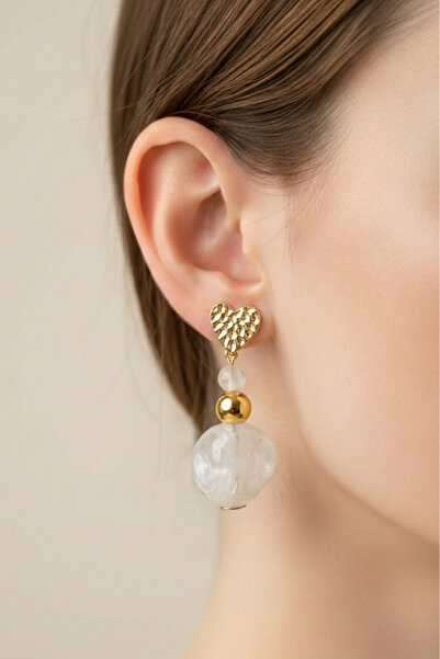 PETEK AKSESUAR Acrylic Design Handmade Heart Earrings