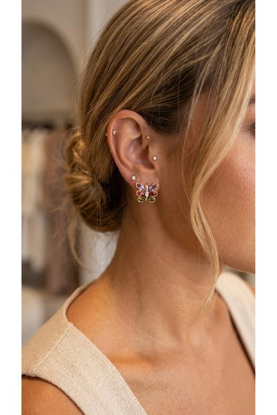 İNN JEWELLERY Xuping Earrings, Anti-Tarnish, Anti-Allergic, Colorful Butterfly Figured (2 Years Importer Guarantee)