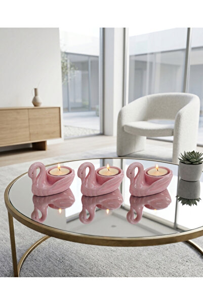 LUCES DESİGN 1 Adet Akrilik Tealight Kuğu Figürlü Mumluk,Estetik Masa Üstü Mu...