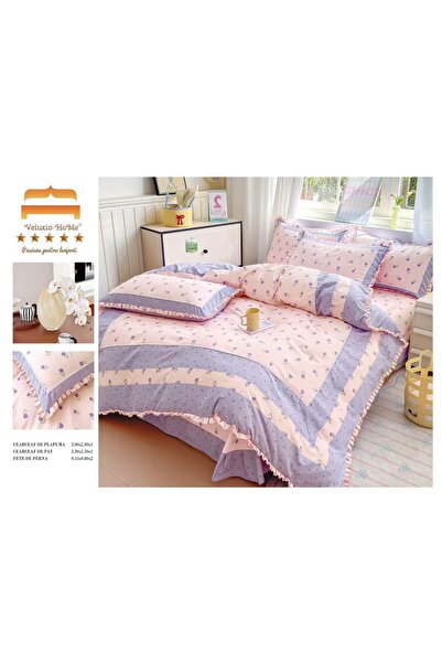 Veluxio Home Finet 4-piece bed linen with ruffles, elegant pattern
