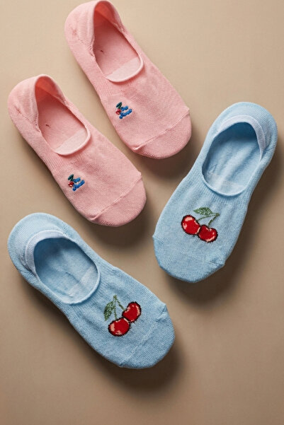 Katia&Bony Συσκευασία 2 Παιδικές Αόρατες Κάλτσες με Σχέδιο Κεράσι Πολύχρωμες