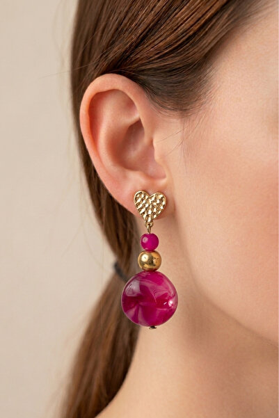 PETEK AKSESUAR Acrylic Design Handmade Heart Earrings