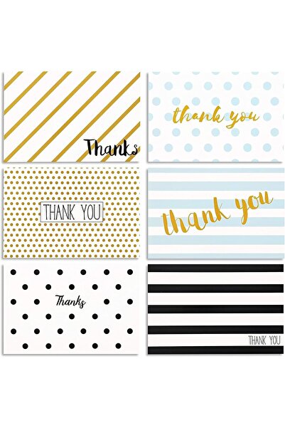 BPA ® Retro Designs Thank You Cards - 48-Count, Bulk Set with Envelopes, Blan...
