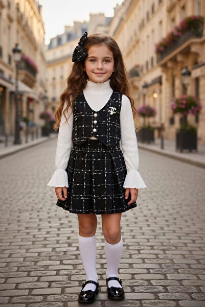 Riccotarz Bluză cu guler înalt și mâneci spaniole pentru fete, tricotaje cu d...