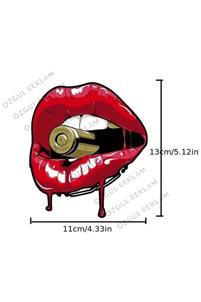 ÖZGÜL REKLAM Kırmızı rujlu dudak sticker Motor Sticker - Bisiklet Sticker - A...