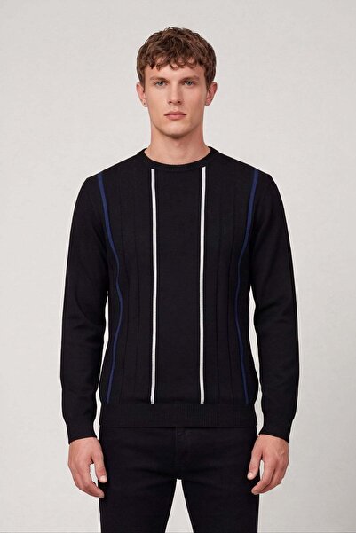 Sabri Özel Men's Black Wool Blend Modern Knitwear Sweater