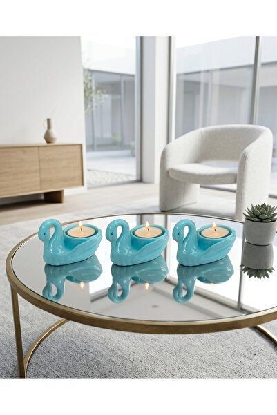 LUCES DESİGN 1 Adet Akrilik Tealight Kuğu Figürlü Mumluk,Estetik Masa Üstü Mu...