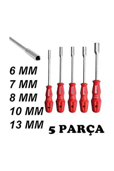 3dsepetim 5 Adet Lokma Anahtar Tornavida 6/7/8/10/13/mm Metal Altıgen