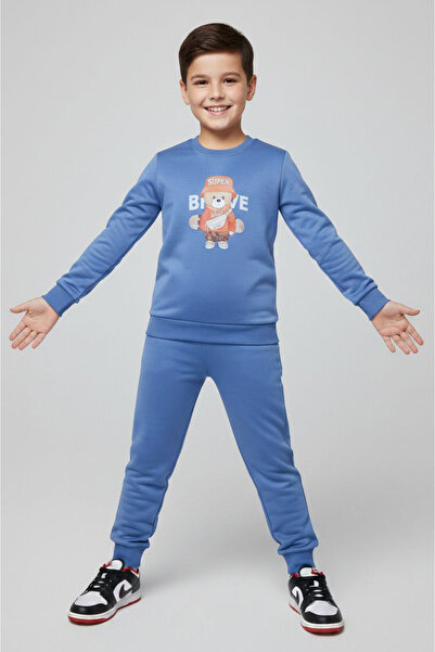 TOFİSA Σετ πιτζάμες για αγόρια με μπλε στάμπα και δύο κλωστές - 28231-ΜΠΛΕ