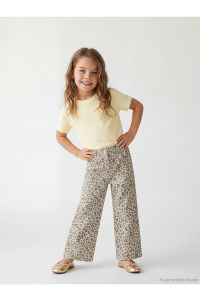 LC Waikiki Pantaloni din Gabardină pentru Fete LCW Kids Green Standard Fit