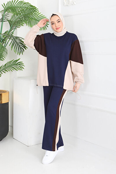 TOFİSA Garni Λαστιχένιο Λεπτομερές Μοντέρνο Σετ Δύο Τεμαχίων Σκούρο Μπλε Καφέ...