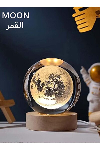 Arabest 3D Crystal Desk Lamp with Moon Design, Decorative Table Light for Bed...