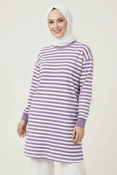 TOFİSA Τουνίκ με ριγέ μανσέτες σε λιλά απόχρωση - 28218-LILA