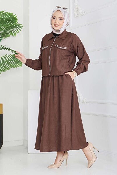 TOFİSA Set dublu cu fermoar, maro - 28220-MARO