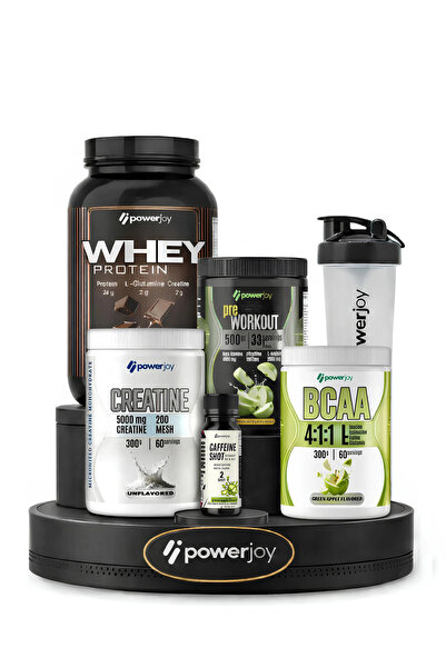 Power Joy 990g Çikolatalı Whey Protein + 500g Preworkout+ 300g BCAA + 500g Kr...