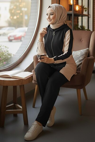 TOFİSA Σετ δύο τεμαχίων με φερμουάρ Garnili Modal Μαύρο - 1007-ΜΑΥΡΟ