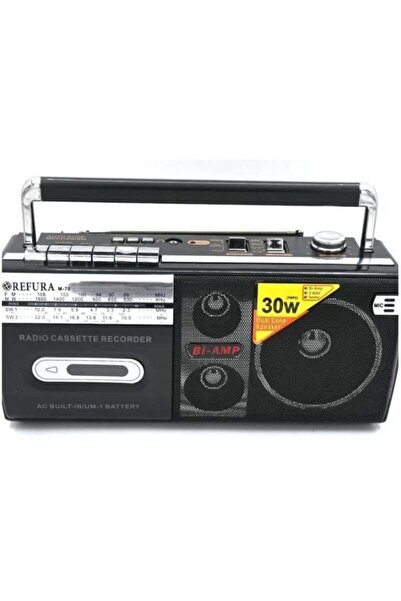 REFURA مسجل راديو كاسيت 30 واط أسود، يدعم USB / FM / SW1 / SW2-4 Band / مقبس ...