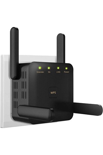 Arabest WiFi Extender,1200Mbps Dual Band 2.4GHz & 5GHz,4 External Antennas,Black