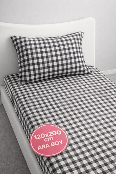 Eponj Home طقم ملاءات سرير مطاطية 100% قطن، مقاس متوسط 120x200 سم، لون دلتا أبيض