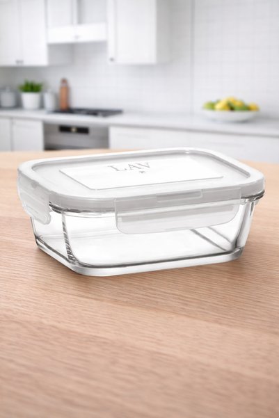 LAV Fresco Kilitli Cam Saklama Kabı 12 Parça 400 cc (FRS-237) Beyaz Kapaklı