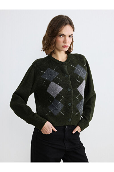 LC Waikiki Argyle Pattern Women Knitwear Cardigan