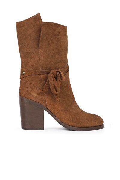 BUENO أحذية نسائية بكعب عالٍ من جلد الغزال الداكن 30wb4035