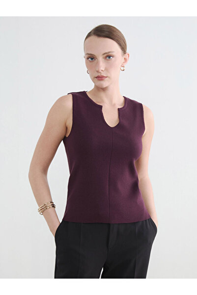 LC Waikiki Lcw Everyday Plum Collared Women's Knitwear Undershirt