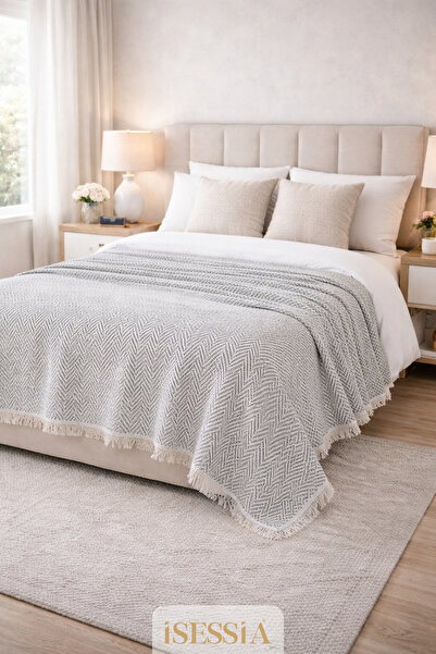 Isessia Miora Zigzak Patterned Double Bohemian Bedspread |   200 X 230 cm