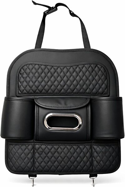 AutoFamily Car Back Seat Organizer with Tissue Box Holder & Cup Holders – PU ...