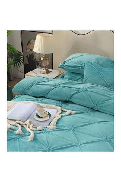 JOJO HOME Turquoise Velvet Double Bed Linen Set