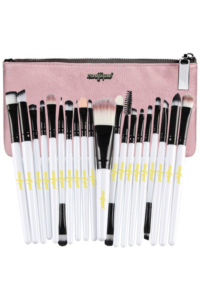 zenifique Set of 20 makeup brushes, zenifique, synthetic hair, with case, whi...