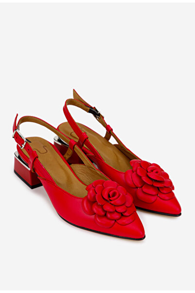 Dasha NUR women's red shoes made of genuine leather with flower