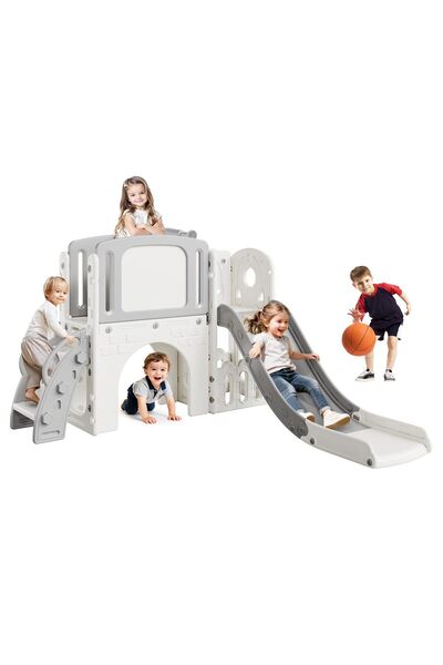 Garvee 8X1 Play Set for Children +3 with Slide, Climbing Frame, Basket, Tunne...