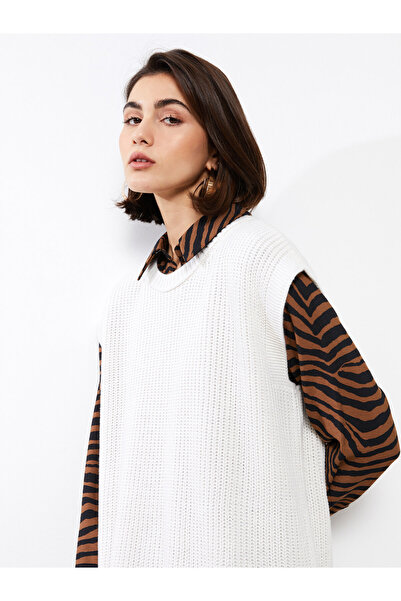 LC Waikiki Crew Neck Plain Oversize Women's Knitwear Sweater
