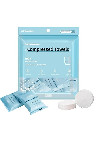Arabest 6-Pack Compressed Towel Tablets, Mini Disposable Face Towels, Portabl...