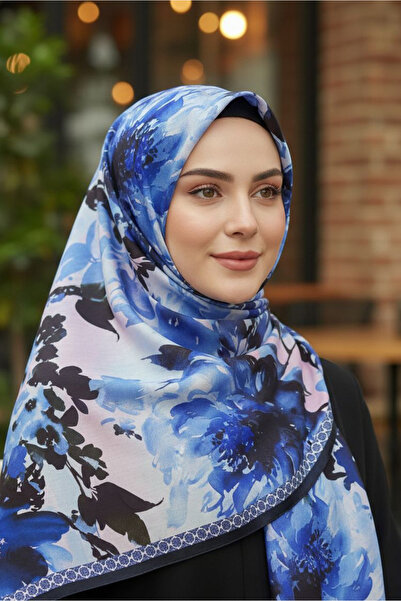 TOFİSA Σειρά Midnight Bloom Βαμβακερό Σάλι Σαξ - 28187-SAKS