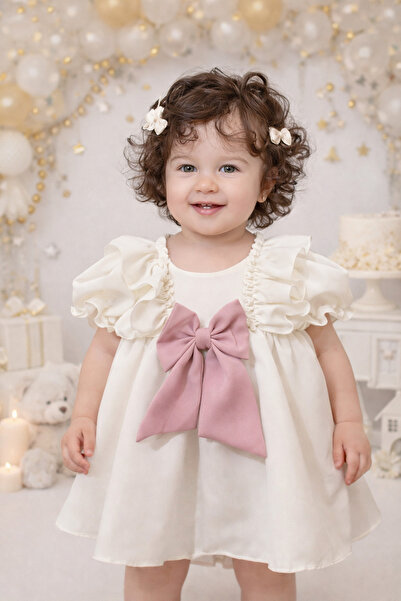 Dany Kids Fashion Λευκό φόρεμα με φιόγκο