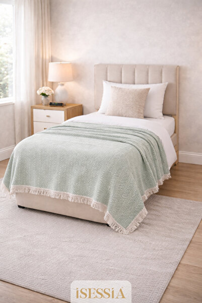 Isessia Μονόκλινο κάλυμμα κρεβατιού μποέμ με σχέδιο ζιγκ-ζαγκ Miora |   155 x...