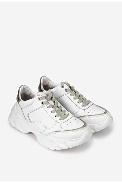 Dasha Women's white and gold shoes made of genuine leather