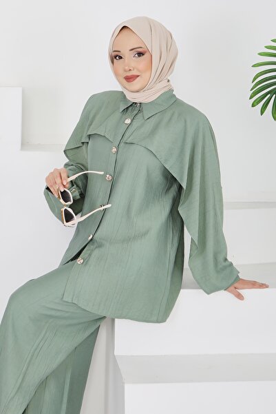 TOFİSA Set dublu cu capă cu nasturi - 28216-CAGLA