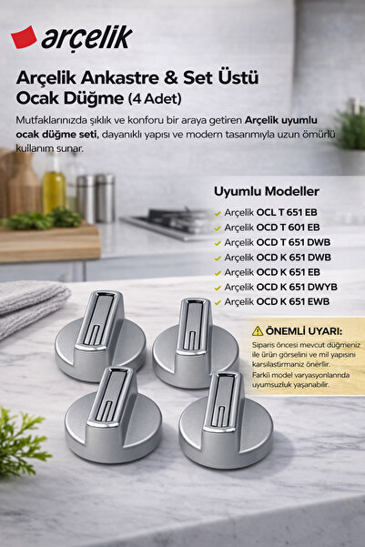 ARÇELİK - OCD K 651 EWB Built-in Cooker Set Top Button (4 Pieces) (Original Yd Piece)