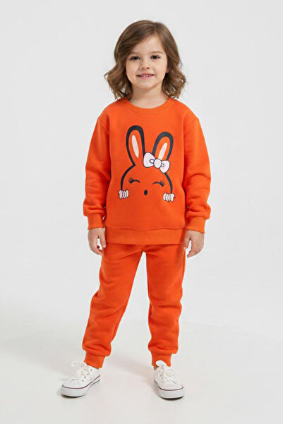 TOFİSA Κοριτσίστικο Σετ Πιτζάμες με Πορτοκαλί Σχέδιο - 28177-ΠΟΡΤΟΚΑΛΙ