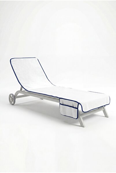 Anılsan Πετσέτα ξαπλώστρας Alia 100% Βαμβάκι 76x216- Λευκό Ναυτικό Μπλε