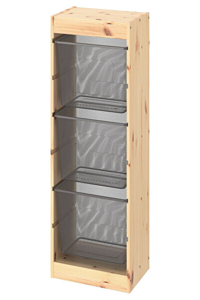 IKEA Çam Dayanıklı Saklama Ünitesi 44x30x91 cm Çocuk Odası Oyuncak Dolabı Düz...