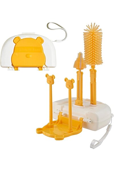 Arabest طقم تنظيف زجاجات الأطفال 6 في 1، مجموعة فرش سيليكون مع رف تجفيف وصندو...