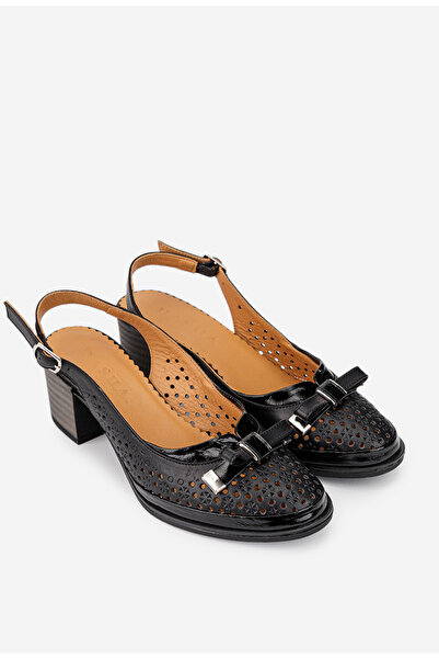 Dasha Pantofi dama negri din piele cu model perforat