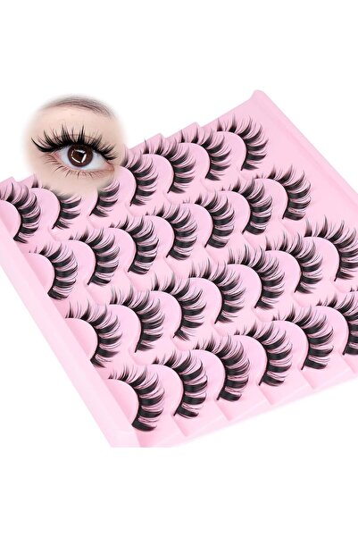 Arabest 10-Pack 15mm False Eyelashes,Wispy Manga Doll Style,Reusable,Cruelty-...