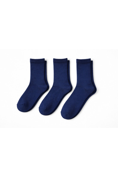 Victor and Jane 3 PAIRS CREW PLAIN SOCKS NAVY