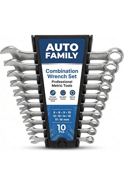 AutoFamily طقم مفاتيح ربط متري من أوتو فاميلي، 10 قطع - 6-19 مم