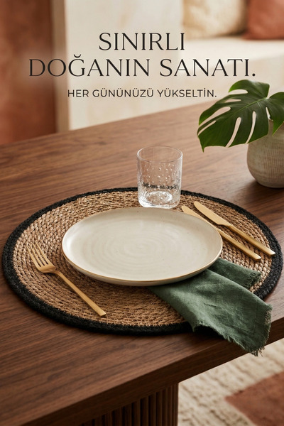 Morlay Плетений килимок Terra Natural Wicker 35 см з джуту та бордюром